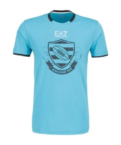 Ea7 Round-necked Logo T-shirt In Blue