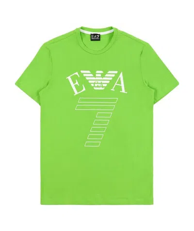 Ea7 Round-necked Logo T-shirt In Green