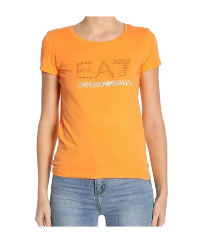 Ea7 Round-necked Logo T-shirt In Orange