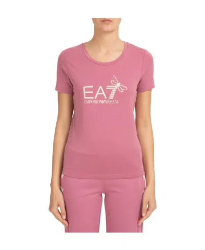 Ea7 Round-necked Logo T-shirt In Pink