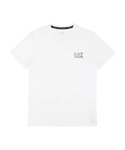 Ea7 Round-necked Logo T-shirt In White