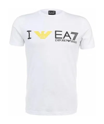 Ea7 Round-necked Logo T-shirt In White