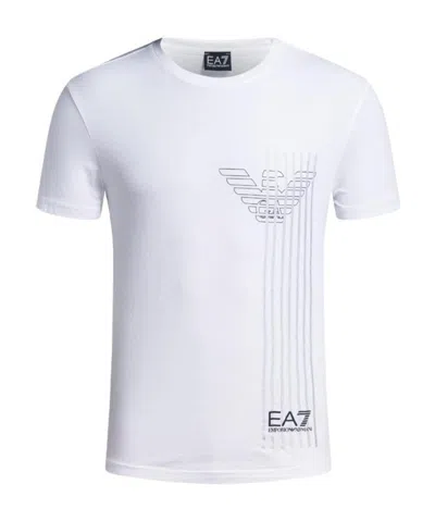 Ea7 Round-necked Logo T-shirt In White