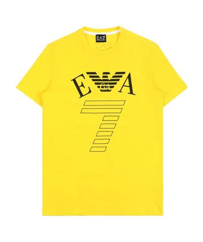 Ea7 Round-necked Logo T-shirt In Yellow