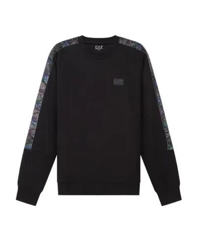 Ea7 Round-necked Sweater In Black