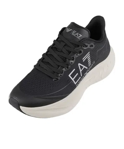 Ea7 Round-toe Low-top Sneakers In Black