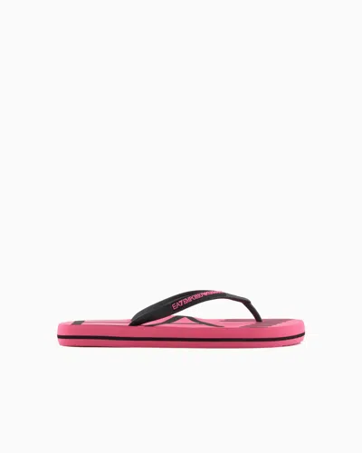 Ea7 Rubber Flip-flops With Logo In Purple