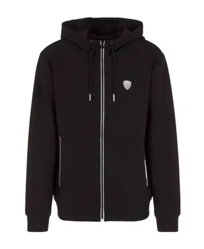 Ea7 Rubberised Logo Hoodie In Black