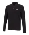 Ea7 Rubberised-logo Polo Shirt In Black
