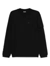 Ea7 Emporio Armani Logo Cotton Crewneck Sweatshirt In Black