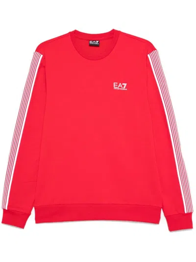 Ea7 Rubberised-logo Sweatshirt In Red