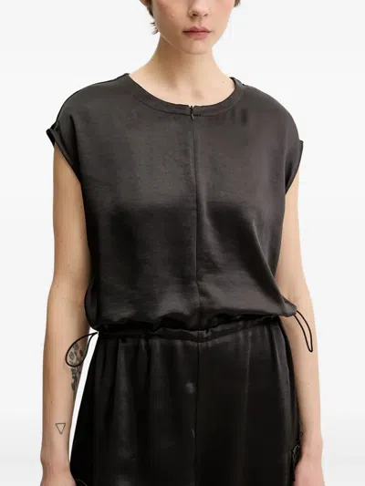Ea7 Satin Cargo Jumpsuit In Black