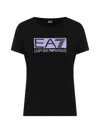 Ea7 Sequin-logo T-shirt In Black