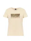 Ea7 Sequin-logo T-shirt In Neutral