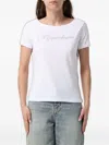 Ea7 Sequin-logo T-shirt In White