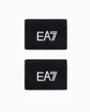 Ea7 Serre-poignets Tennis Pro En Mélange De Coton Stretch In Black