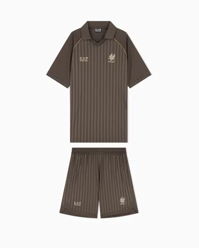 Ea7 Set Soccer Regular Fit With Polo And Shorts In Brown