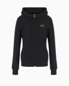 EA7 SHINY STRETCH-COTTON HOODED SWEATSHIRT