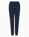 Ea7 Shiny Stretch-cotton Joggers In Navy Blue