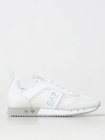 Ea7 Logo Side Stripe Low-top Sneakers In Weiss