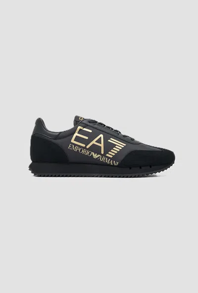 Ea7 Shoes With Maxi Logo In Black Gold