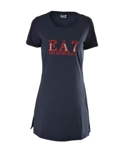 Ea7 Short Sleeve Dress In Blue