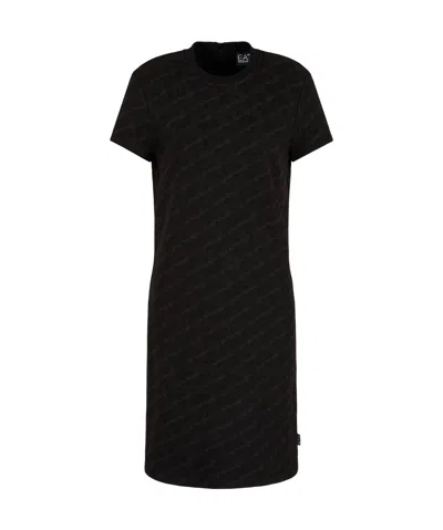 Ea7 Short-sleeved Dress In Black