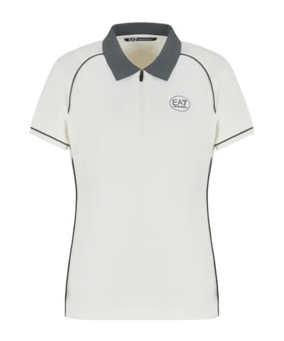 Ea7 Short-sleeved Polo Shirt In White