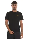 Ea7 7 Lines Cotton Jersey T-shirt In Black
