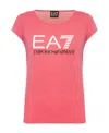 Ea7 Round Collar Logo T-shirt In Pink