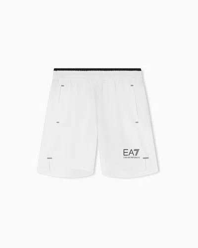 Ea7 Tennis Pro Boy Shorts In Ventus7 Technical Fabric In White