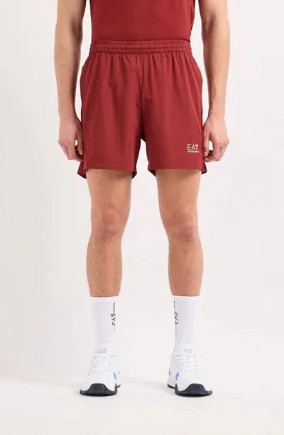 Ea7 Shorts Tennis And Padel Man  6dps01 Pnddz 1496 Syrah In Red