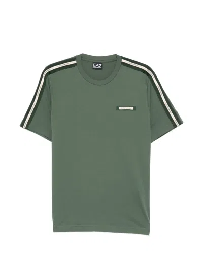 Ea7 Short-sleeve Striped T-shirt In Green