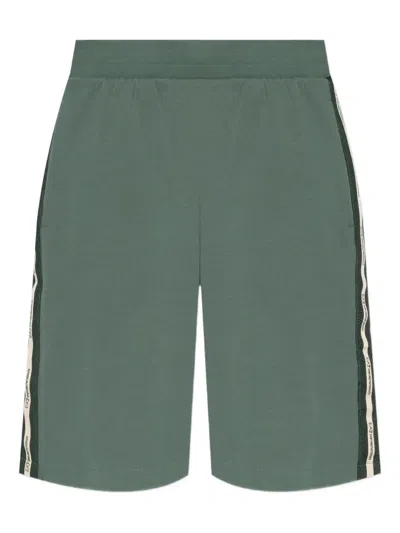 Ea7 Side-stripe Shorts In Green
