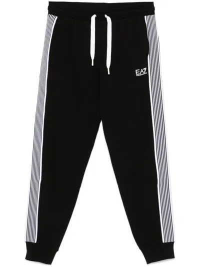 Ea7 Side-stripe Track Pants In Black