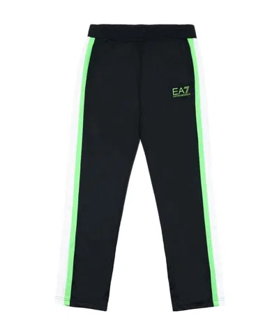 Ea7 Side Striped Sweatpants In Black