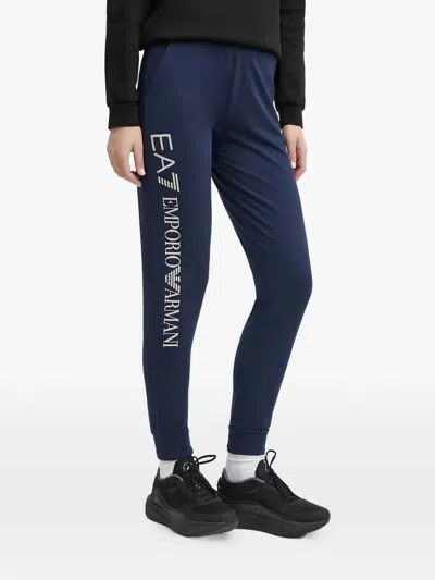 Ea7 Side-logo Track Pants In Blue