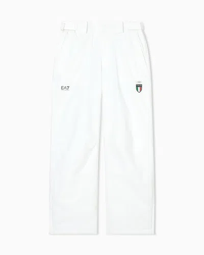 Ea7 Ski Trousers In Protectum7 Technical Fabric With Stratum7 Padding In White