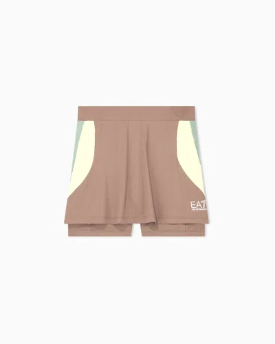 Ea7 Skirt Tennis Pro Slim Fit Technical Jersey Ventus7 In Brown