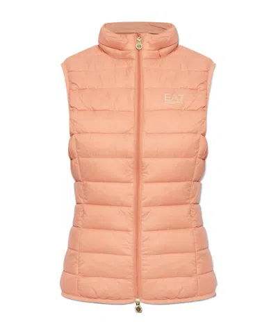 Ea7 Sleeveless Cotton Vest In Pink
