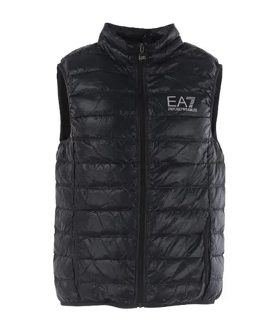 Ea7 Sleeveless Zip Up Jacket In Black