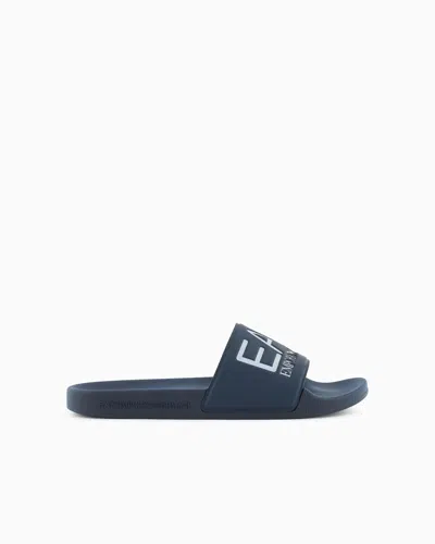 Ea7 Official Store Sliders With Oversized Logo In Navy Blue