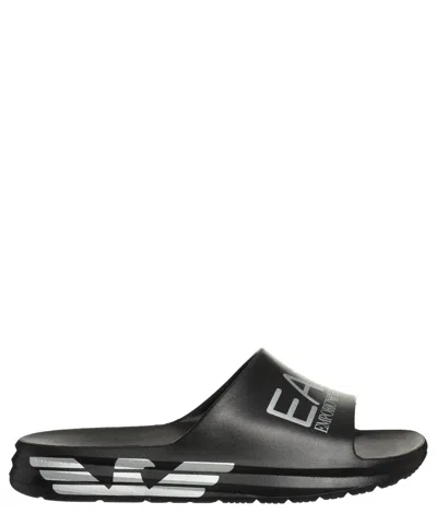 Ea7 Logo-print Slip-on Slides In Black