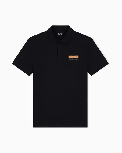 Ea7 Slim Fit Polo Shirt Visibility In Cotton Jersey In Animal Print