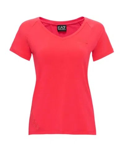 Ea7 Slim Logo Printed T-shirt In Red