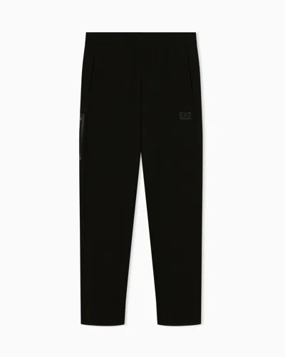 Ea7 Slim-fit Trousers Natural Ventus 7 Technical Cotton Jersey In Black