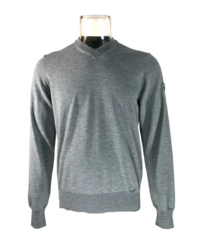 Ea7 Small V-neck Long-sleeved Sweater In Gray