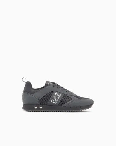 Ea7 Sneaker Black And White In Mesh With Rubber Sole In Gray