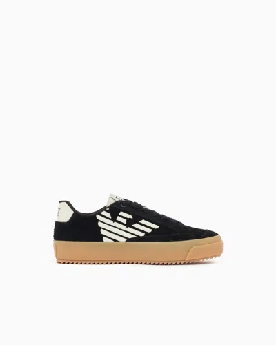 Ea7 Trainer Hairy Suede Panels In Noir