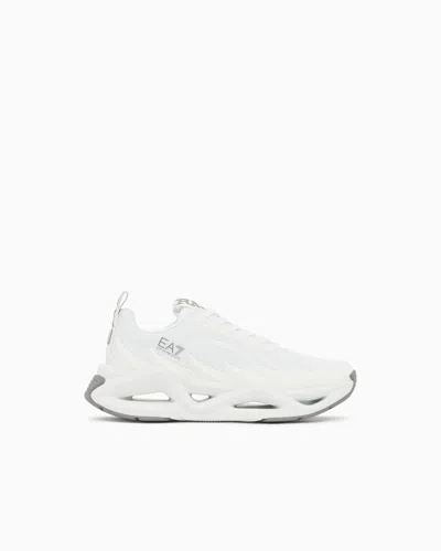 Ea7 Trainers Infinity Venom En Résille À Semelle Sculptée In Blanc